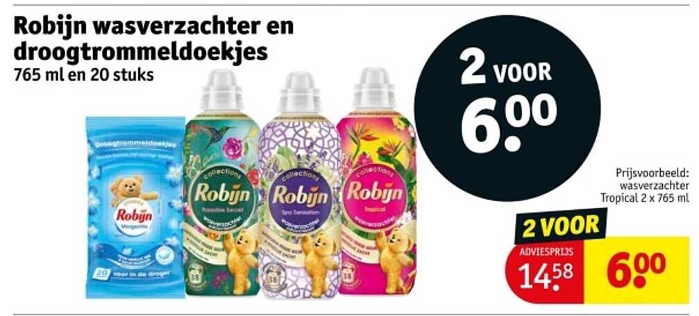 Robijn wasverzachter en droogtrommeldoekjes