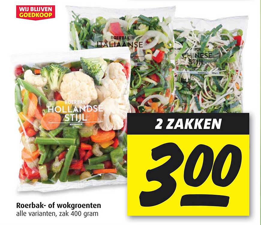 Roerbak- of wokgroenten alle varianten, zak 400 gram