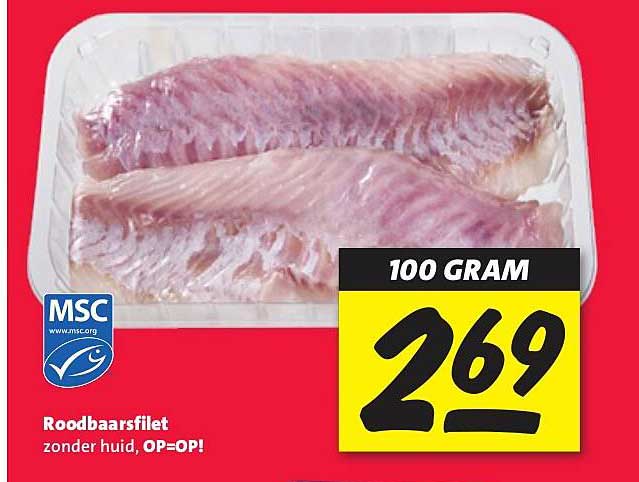 Roodbaarsfilet zonder huid, OP=OP!