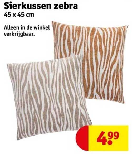 Sierkussen zebra 45 x 45 cm