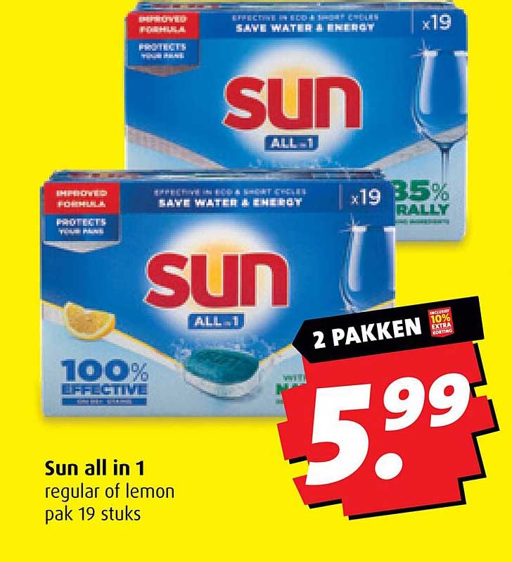 Sun all in 1 regular of lemon pak 19 stuks