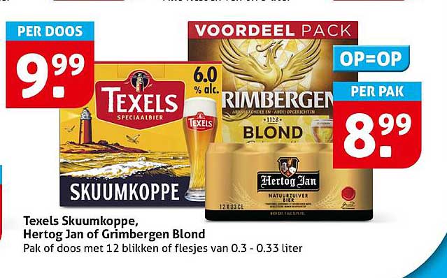Texels Skuumkoppe, Hertog Jan of Grimbergen Blond