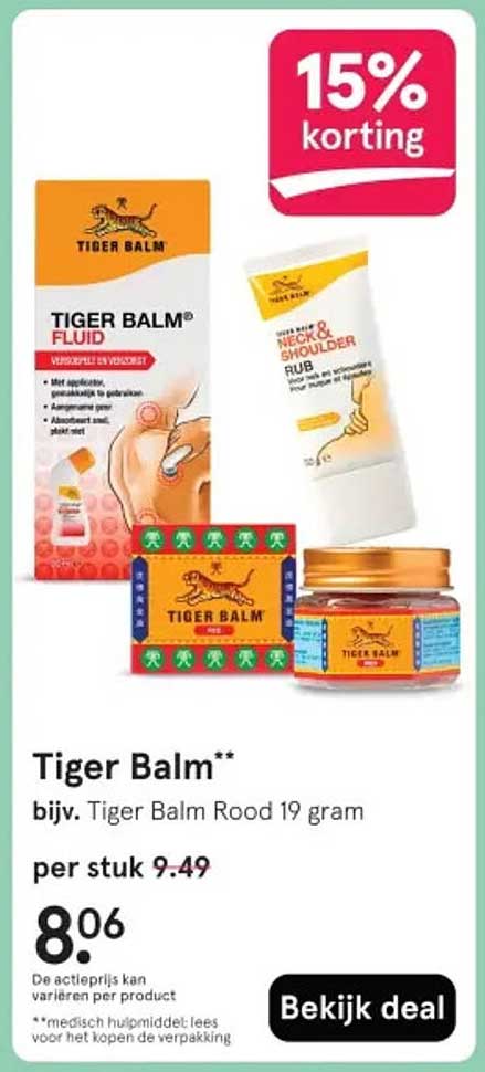 Tiger Balm** bijv. Tiger Balm Rood 19 gram