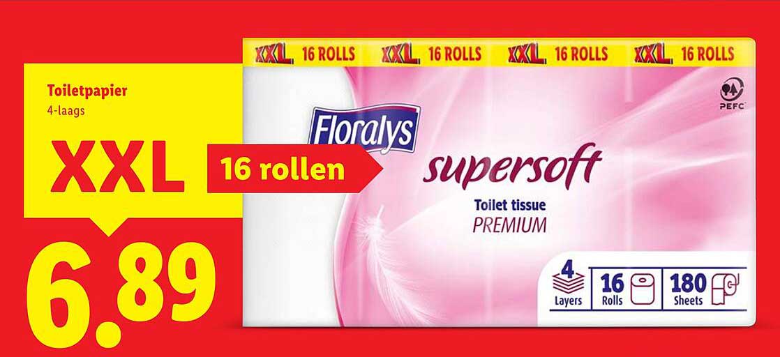 Toiletpapier 4-laags Floraly's supersoft XXL 16 rollen