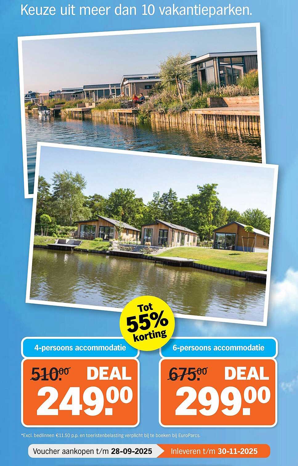 Tot 55% korting op vakantieparken!