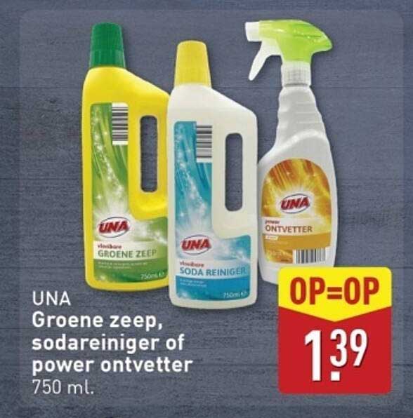 UNA Groene zeep, sodareiniger of power ontvetter 750 ml.