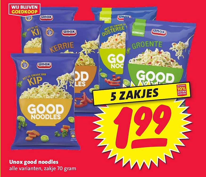 Unox good noodles alle varianten, zakje 70 gram