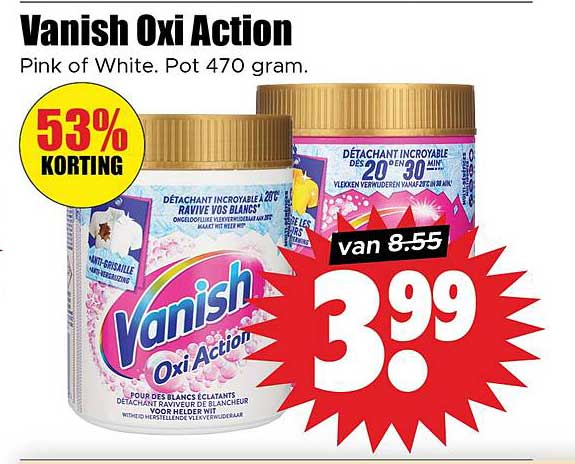 Vanish Oxi Action Pink of White. Pot 470 gram.