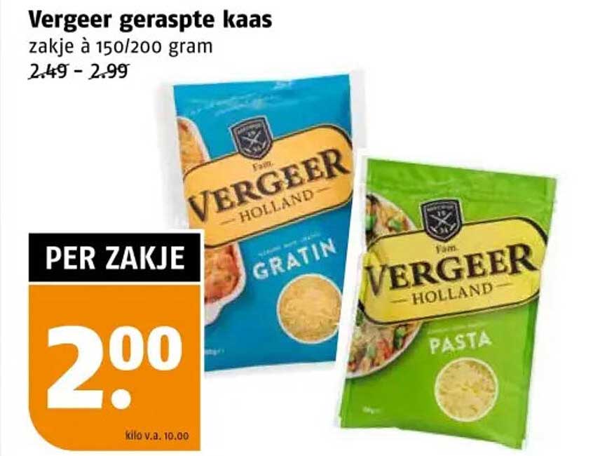 Vergeer geraspte kaas zakje à 150/200 gram