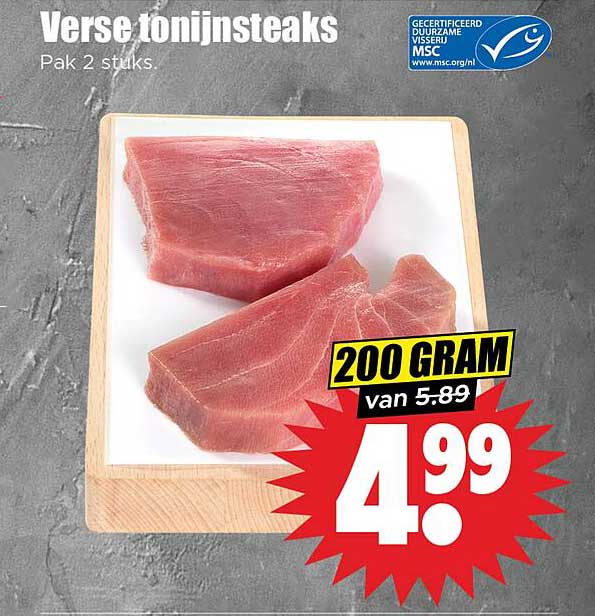 Verse tonijnsteaks Pak 2 stuks.