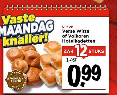 Verse Witte of Volkoren Hotelkadetten - 12 stuks