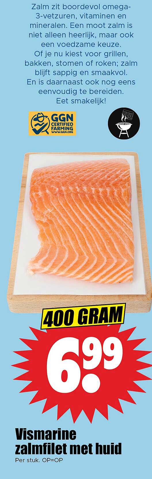 Vismarine zalmfilet met huid