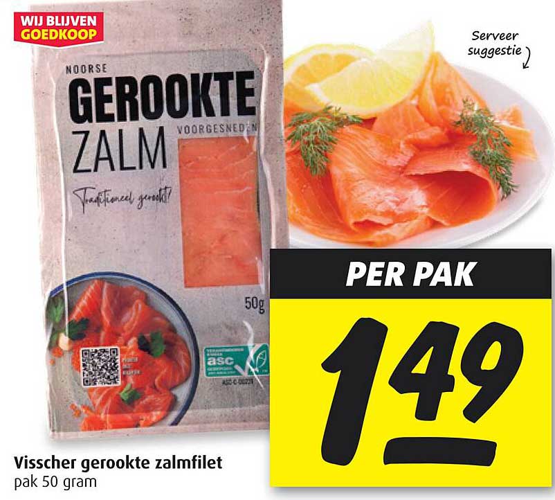 Visser gerookte zalmfilet pak 50 gram