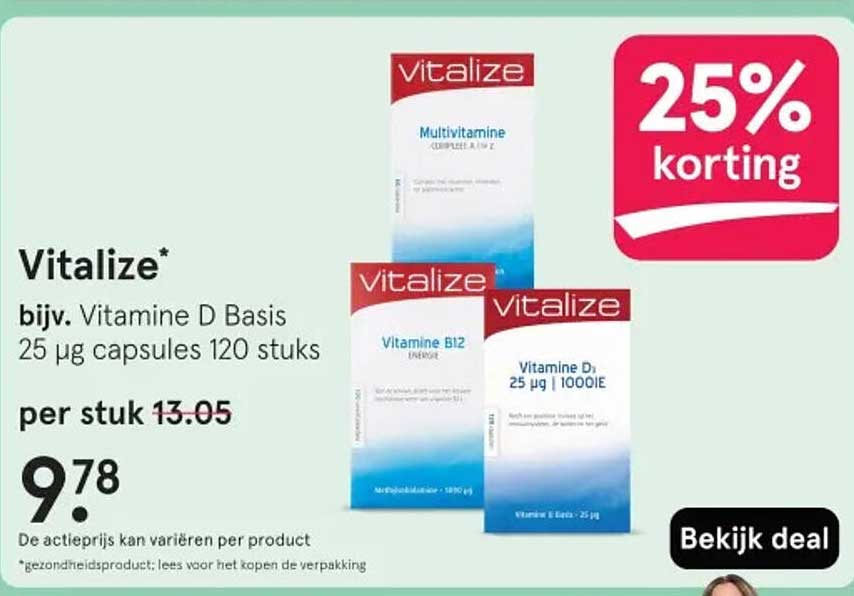 Vitalize* bijv. Vitamine D Basis 25 µg capsules 120 stuks