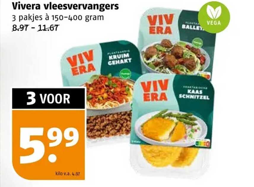 Vivera vleesvervangers 3 voor 5.99