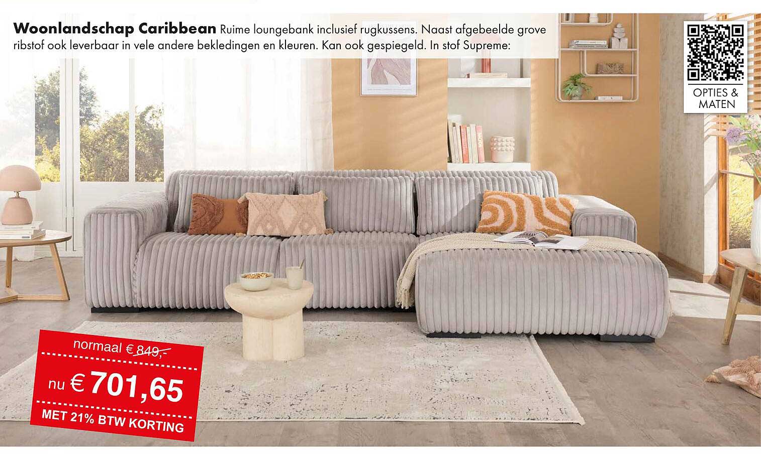 Woonlandschap Caribbean Ruime loungebank inclusief rugkussens