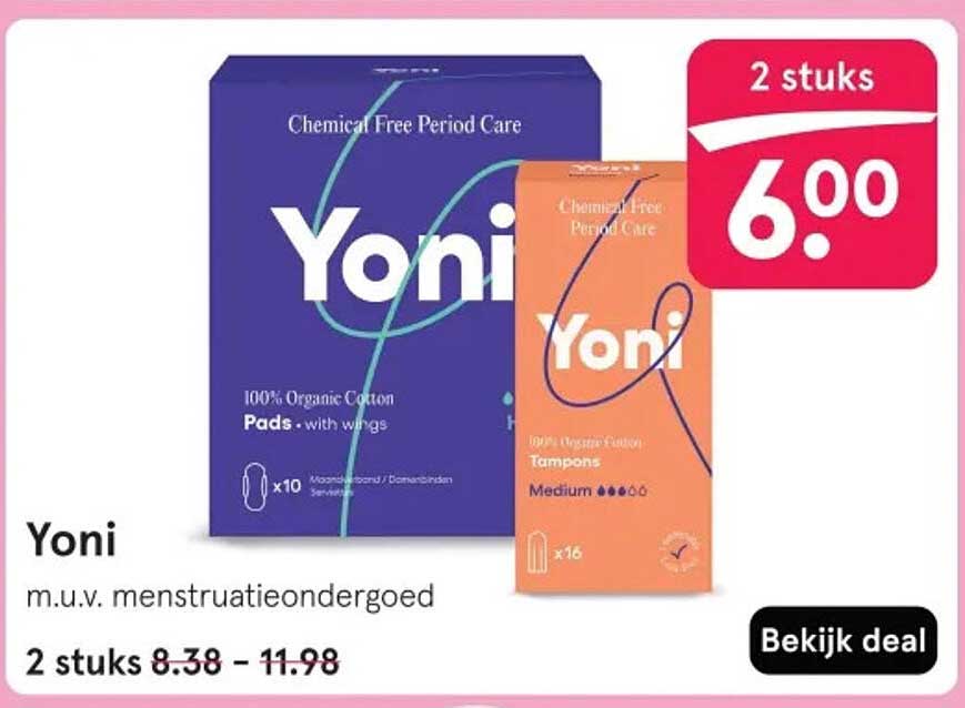 Yoni menstruatieproducten 2 stuks voor €6,00