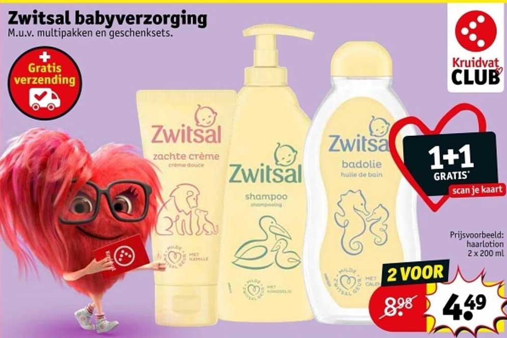 Zwitsal babverzorging M.u.v. multipakken en geschenksets.