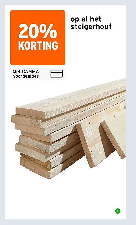 20% korting op al het steigerhout