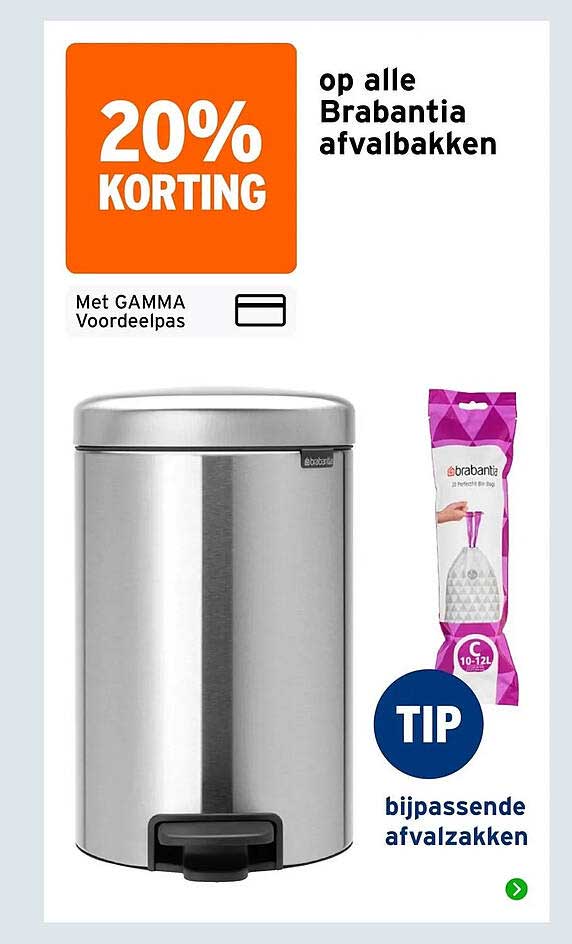 20% korting op alle Brabantia afvalbakken