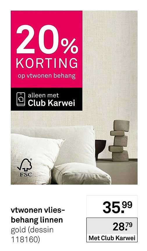 20% korting op vtwonen behang alleen met Club Karwei