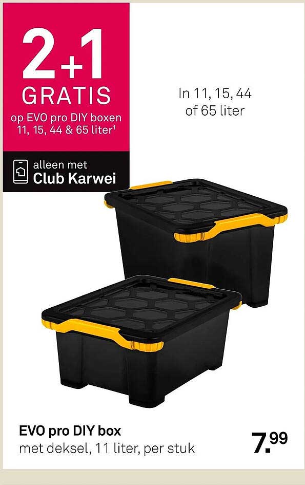 2+1 GRATIS op EVO pro DIY boxen 11, 15, 44 & 65 liter