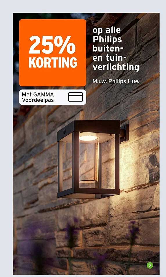 25% KORTING op alle Philips buiten- en tuinverlichting