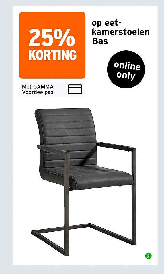 25% korting op eetkamerstoelen Bas online only