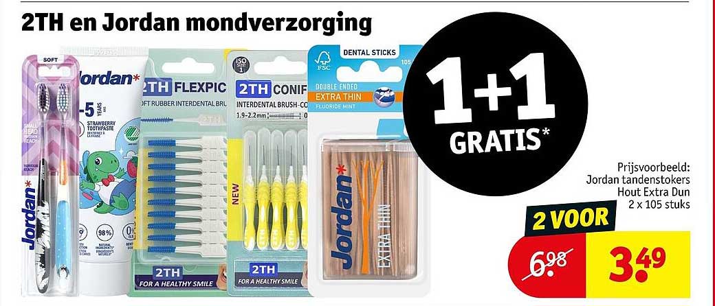 2TH en Jordan mondverzorging 1+1 GRATIS*