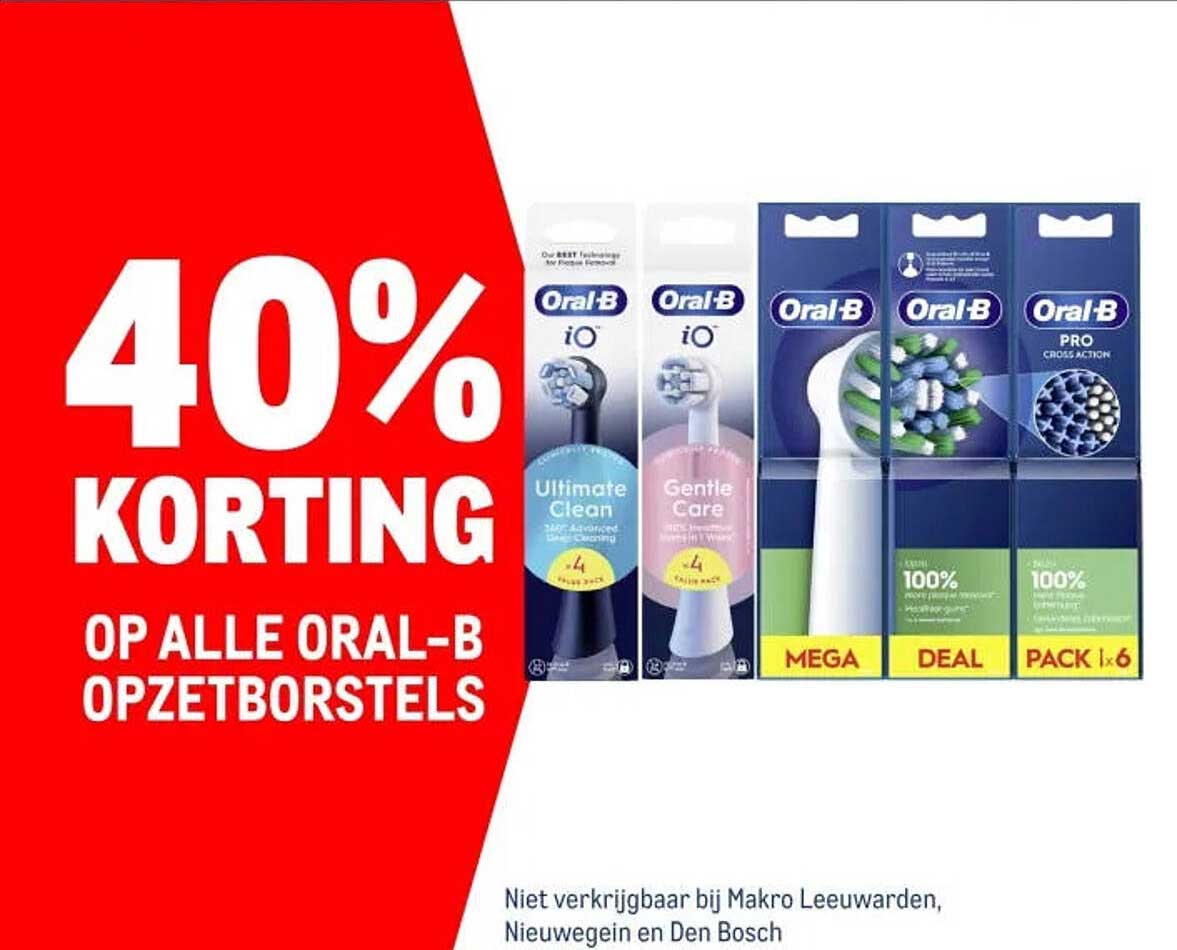 40% KORTING OP ALLE ORAL-B OPZETBORSTELS
