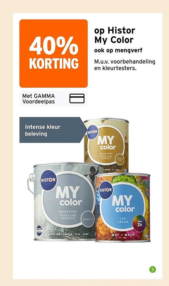 40% korting op Histor My Color ook op mengverf