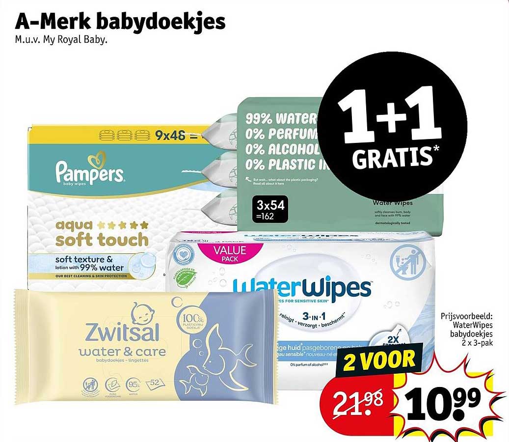 A-Merk babydoekjes 1+1 GRATIS*