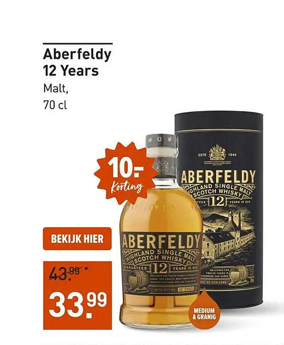 Aberfeldy 12 Years Malt, 70 cl