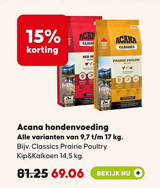 Acana hondenvoeding 15% korting