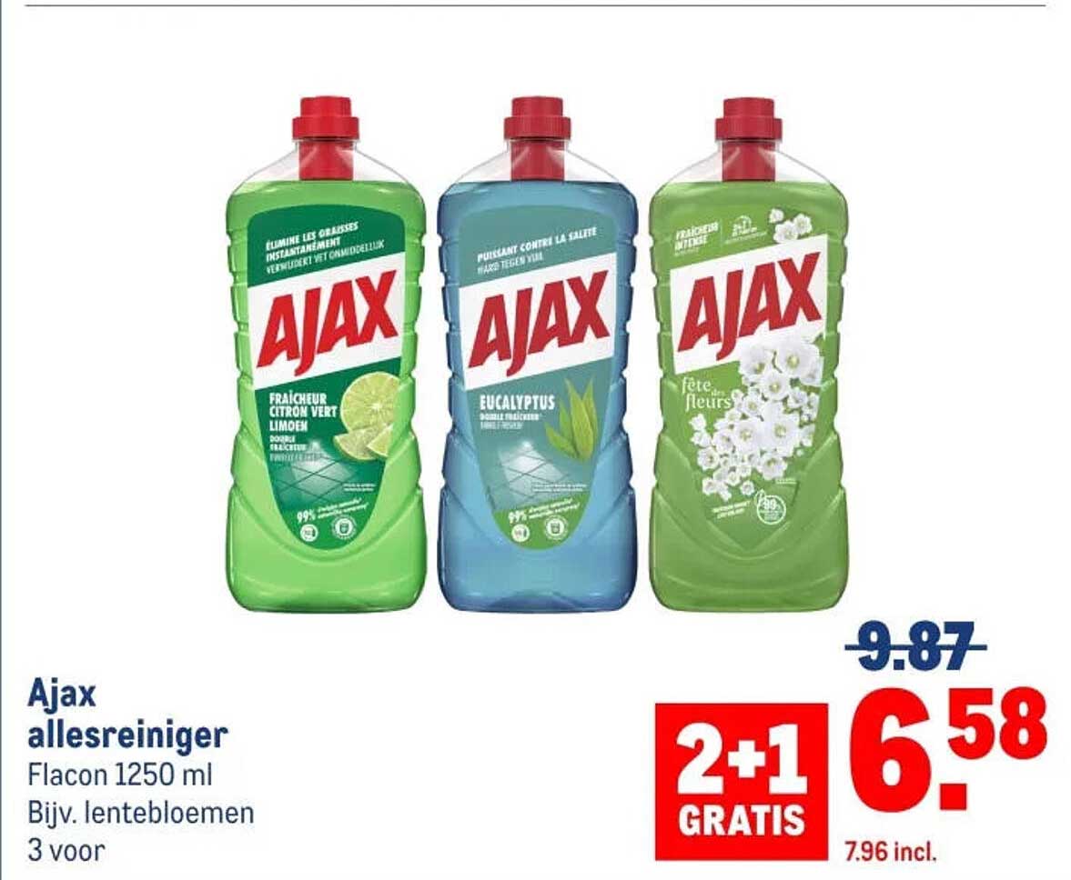 Ajax allesreiniger 2+1 GRATIS