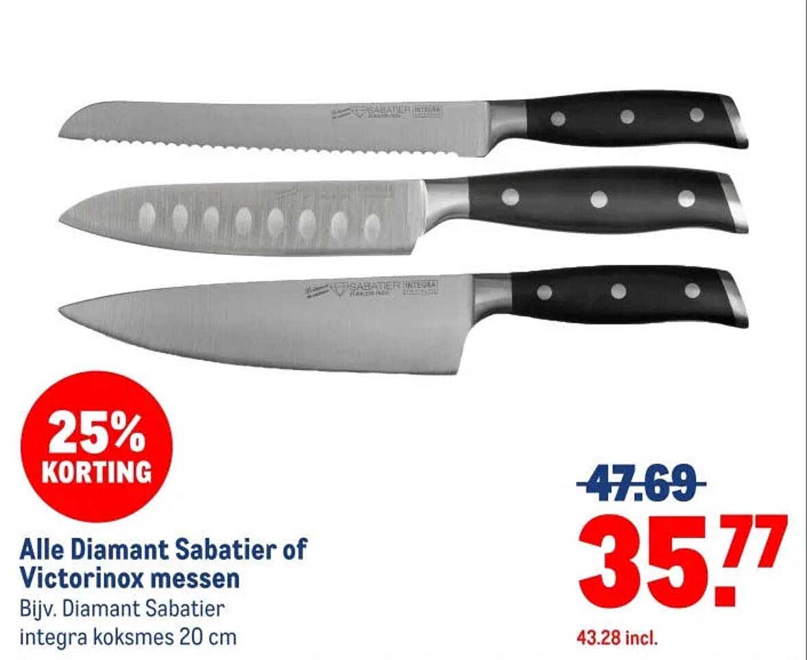 Alle Diamant Sabatier of Victorinox messen