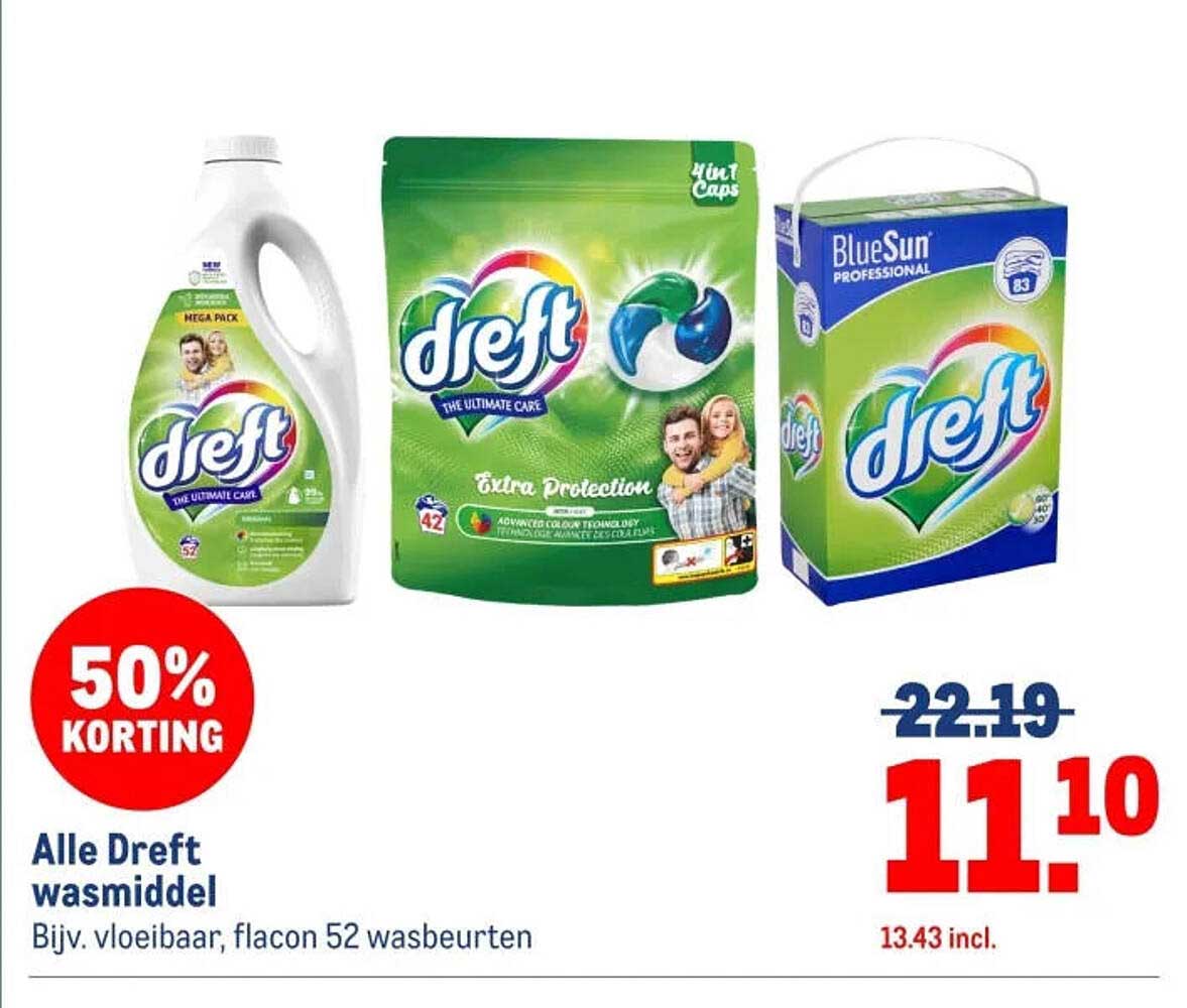 Alle Dreft wasmiddel 50% korting