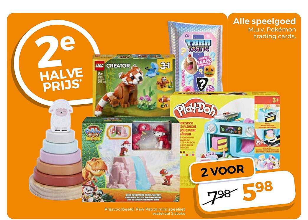 Alle speelgoed M.u.v. Pokémon trading cards. 2e halve prijs*