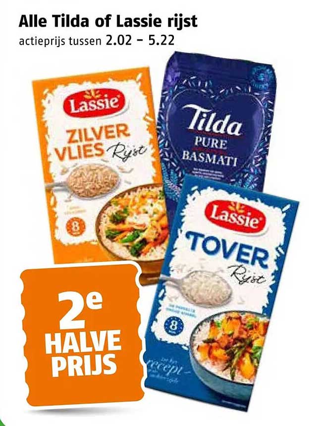 Alle Tilda of Lassie rijst 2e halve prijs