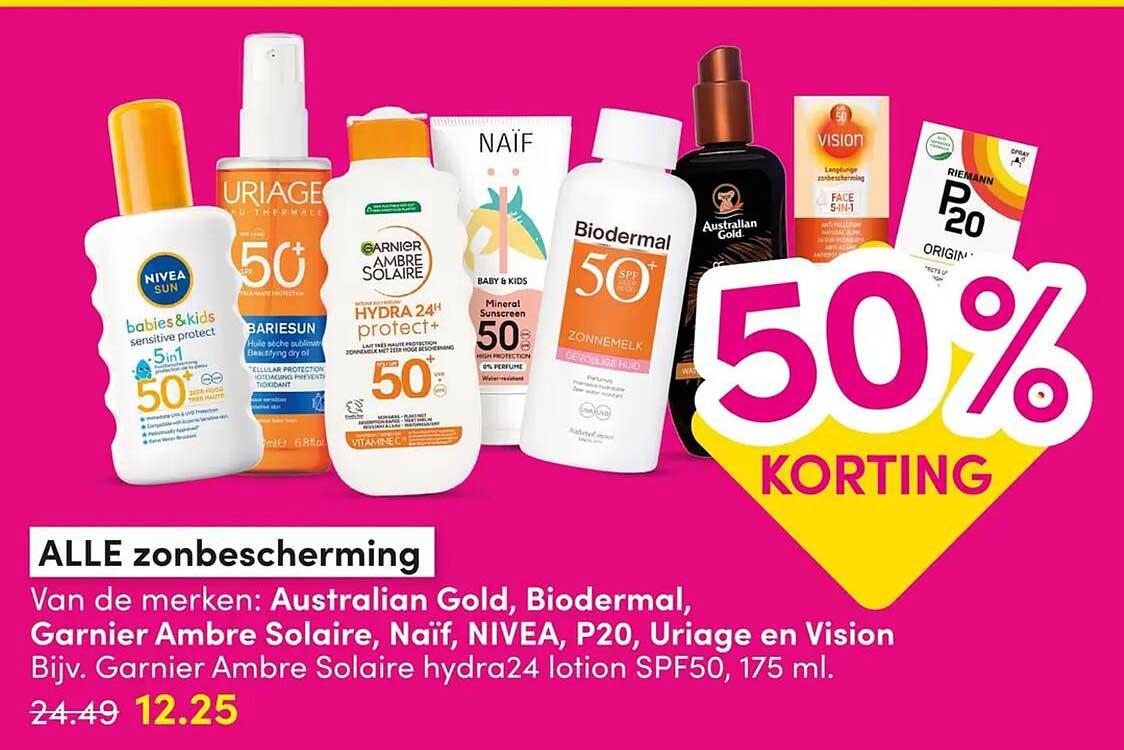 ALLE zonbescherming 50% KORTING