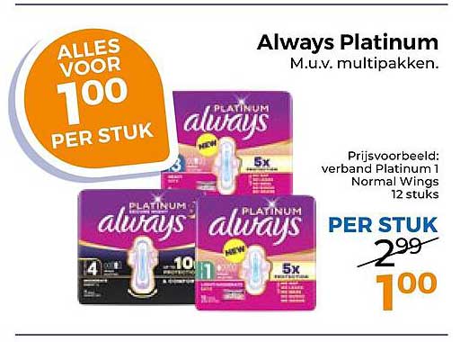Always Platinum M.u.v. multipakken. PER STUK