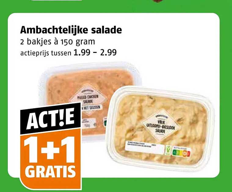 Ambachtelijke salade 2 bakjes à 150 gram 1+1 gratis