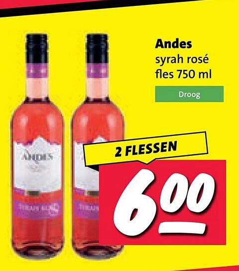 Andes syrah rosé fles 750 ml 2 flessen