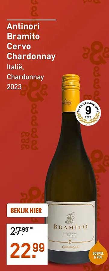 Antinori Bramito Cervo Chardonnay Italië, Chardonnay 2023