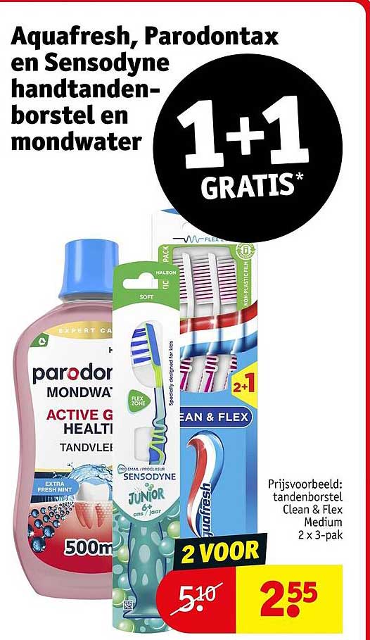 Aquafresh, Parodontax en Sensodyne handtandenborstel en mondwater 1+1 GRATIS*