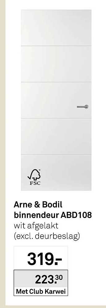 Arne & Bodil binnendeur ABD108 wit afgelakt (excl. deurbeslag)