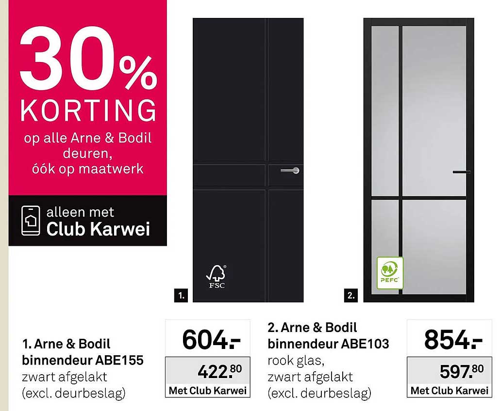 Arne & Bodil binnendeur ABE155 zwart afgelakt (excl. deurbeslag)