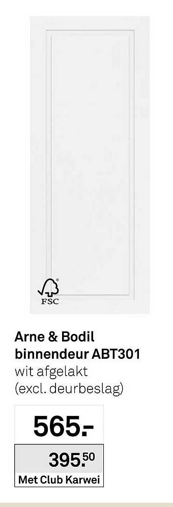 Arne & Bodil binnendeur ABT301 wit afgelakt (excl. deurbeslag)
