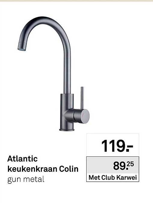 Atlantic keukenkraan Colin gun metal