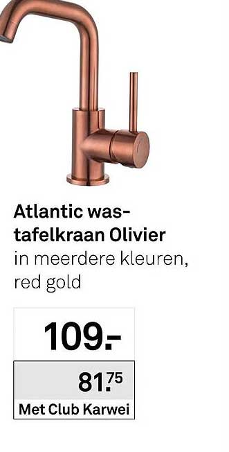 Atlantic was-tafelkraan Olivier in meerdere kleuren, red gold
